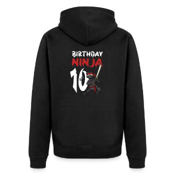 Fête d’anniversaire Ninja japonais de 10 ans - Veste à capuche bio Premium Unisexe - noir - Dos - Nico (187cm)
