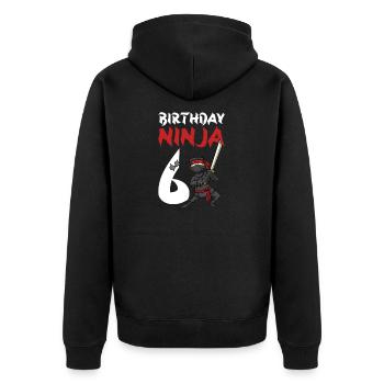 Geburtstagsparty 6 Jahre alter japanischer Ninja Geburtstag - Unisex Premium Bio Zip Hoodie - Schwarz - Hinten - Nico (187cm)