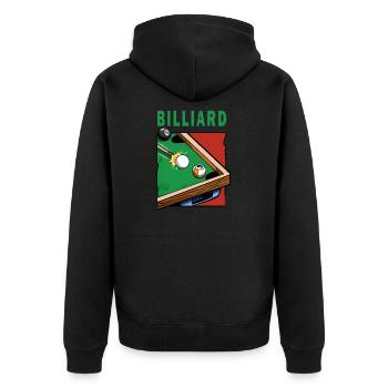 Billard Billard Tisch Billardspieler - Unisex Premium Bio Zip Hoodie - Schwarz - Hinten - Nico (187cm)