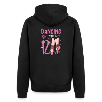 Ballettschuhe Tanzballerina 12 Ballett Geburtstag - Unisex Premium Bio Zip Hoodie - Schwarz - Hinten - Nico (187cm)
