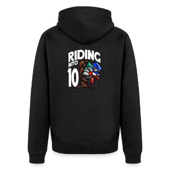 Reiten in 10 Geburtstag Fahrer Motocross Geburtstag - Unisex Premium Bio Zip Hoodie - Schwarz - Hinten - Nico (187cm)