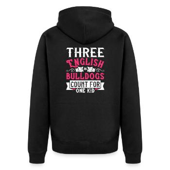 Drei englische Bulldoggen zählen für ein Kind - Unisex Premium Bio Zip Hoodie - Schwarz - Hinten - Nico (187cm)