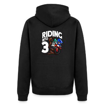 Fahren in 3 Geburtstag Fahrer Motocross Geburtstag - Unisex Premium Bio Zip Hoodie - Schwarz - Hinten - Nico (187cm)