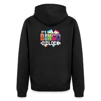 Bingo Caller Es ist Bingo O Clock Lustiges Bingo - Unisex Premium Bio Zip Hoodie - Schwarz - Hinten - Nico (187cm)