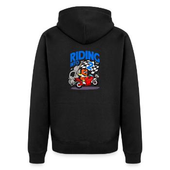 Motorcyclist Riding Into 2 Boy Motorcycle Birthday - Unisex Premium Organic Zip Hoodie - black - Back - Nico (187cm)