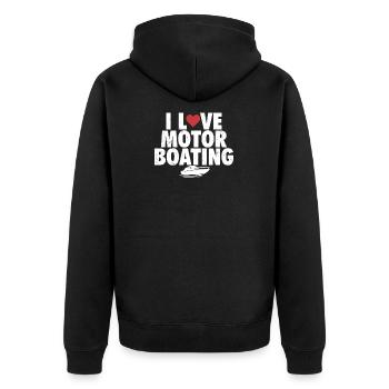 I Love Motor Bootfahren Lustig Bootfahren - Unisex Premium Bio Zip Hoodie - Schwarz - Hinten - Nico (187cm)
