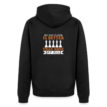 Ein schlechter Plan ist besser als gar keiner - Unisex Premium Bio Zip Hoodie - Schwarz - Hinten - Nico (187cm)