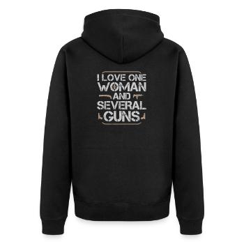 I Love One Woman And Several Guns - Unisex Premium Organic Zip Hoodie - black - Back - Nico (187cm)