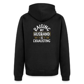 Raising My Husband Is Exhausting Leopard Messy - Veste à capuche bio Premium Unisexe - noir - Dos - Nico (187cm)