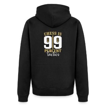 Schach ist zu 99 Prozent Taktik - Unisex Premium Bio Zip Hoodie - Schwarz - Hinten - Nico (187cm)