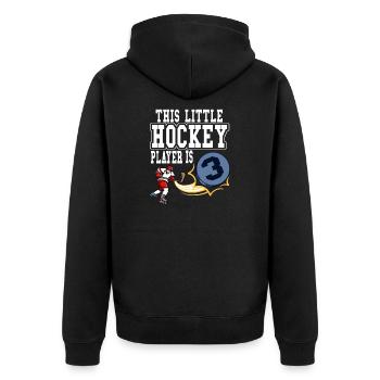 Ice Hockey Little Hockey Player Is 3 Birthday - Unisex Premium Organic Zip Hoodie - black - Back - Nico (187cm)
