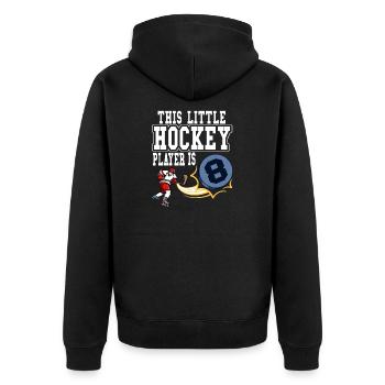 Ice Hockey Little Hockey Player Is 8 Birthday - Unisex Premium Organic Zip Hoodie - black - Back - Nico (187cm)