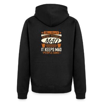 Schach macht die Leute nicht verrückt, es hält verrückt - Unisex Premium Bio Zip Hoodie - Schwarz - Hinten - Nico (187cm)
