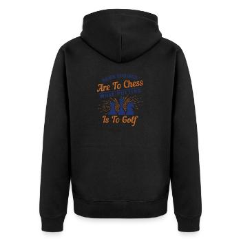 Bauernendungen sind für das Schach, was Putten für Golf ist - Unisex Premium Bio Zip Hoodie - Schwarz - Hinten - Nico (187cm)
