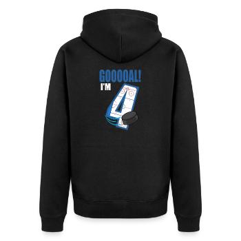 Ice Hockey Goal I'm 4 Hockey Player Birthday - Unisex Premium Organic Zip Hoodie - black - Back - Nico (187cm)