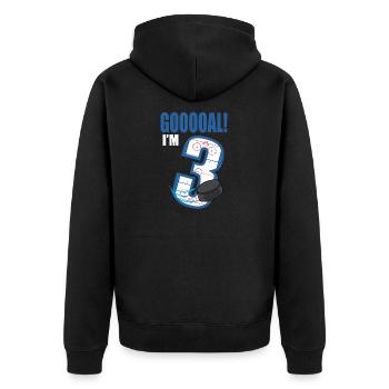 Eishockey Tor Ich bin 3 Eishockeyspieler Geburtstag - Unisex Premium Bio Zip Hoodie - Schwarz - Hinten - Nico (187cm)