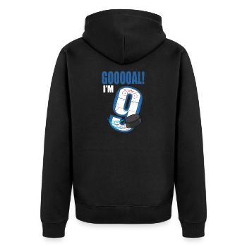 Ice Hockey Goal I'm 9 Hockey Player Birthday - Unisex Premium Organic Zip Hoodie - black - Back - Nico (187cm)