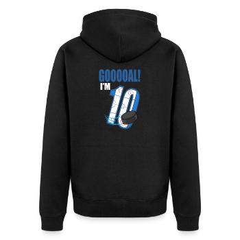 Ice Hockey Goal I'm 10 Hockey Player Birthday - Unisex Premium Organic Zip Hoodie - black - Back - Nico (187cm)