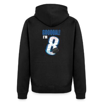 Ice Hockey Goal I'm 8 Hockey Player Birthday - Unisex Premium Organic Zip Hoodie - black - Back - Nico (187cm)