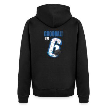 Eishockey Tor Ich bin 6 Eishockeyspieler Geburtstag - Unisex Premium Bio Zip Hoodie - Schwarz - Hinten - Nico (187cm)
