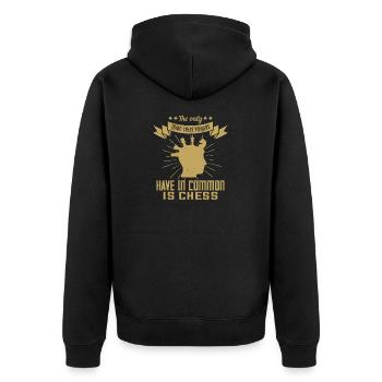 Das einzige, was Schachspieler gemeinsam haben, ist - Unisex Premium Bio Zip Hoodie - Schwarz - Hinten - Nico (187cm)