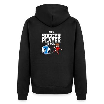 Soccer Player Is Now 7 Boy Soccer Birthday - Unisex Premium Organic Zip Hoodie - black - Back - Nico (187cm)