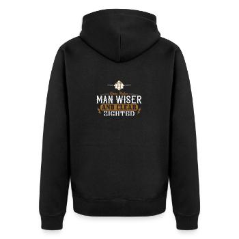 Schach macht den Menschen weiser und klarsichtiger - Unisex Premium Bio Zip Hoodie - Schwarz - Hinten - Nico (187cm)