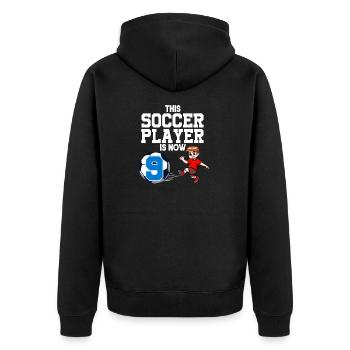 Fußballspieler ist jetzt 9 Junge Fußball Geburtstag - Unisex Premium Bio Zip Hoodie - Schwarz - Hinten - Nico (187cm)