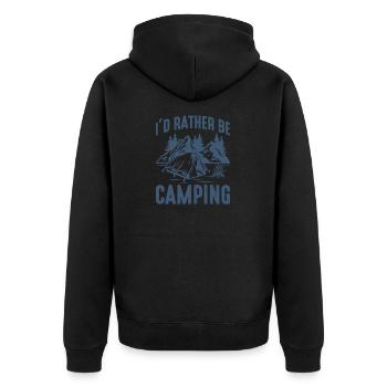 I'd Rather Be Camping - Unisex Premium Organic Zip Hoodie - black - Back - Nico (187cm)
