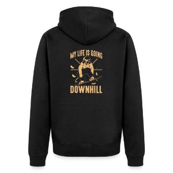 Snowboarding My Life Is Going Downhill Snowboarder - Unisex Premium Organic Zip Hoodie - black - Back - Nico (187cm)