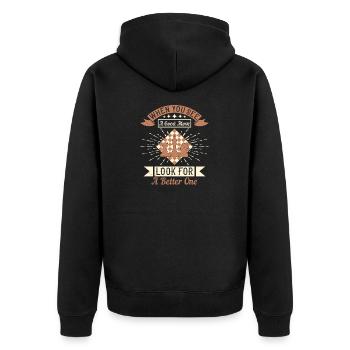 Wenn Sie einen guten Zug sehen, suchen Sie nach einem besseren - Unisex Premium Bio Zip Hoodie - Schwarz - Hinten - Nico (187cm)