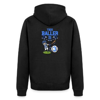 Joueur de baseball Ce baller est 3 anniversaire de baseball - Veste à capuche bio Premium Unisexe - noir - Dos - Nico (187cm)