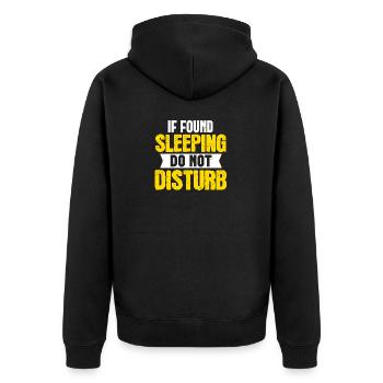 if found sleeping do not disturb - Unisex Premium Organic Zip Hoodie - black - Back - Nico (187cm)
