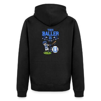 Baseball Player Baller Is 11 Birthday Baseball - Unisex Premium Organic Zip Hoodie - black - Back - Nico (187cm)