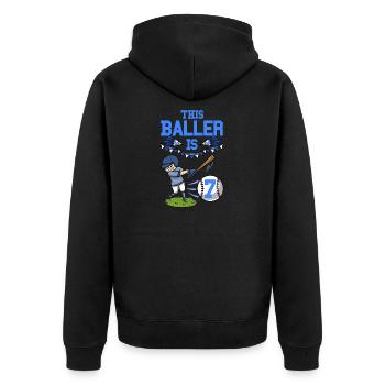 Joueur de baseball Ce joueur a 7 ans de baseball - Veste à capuche bio Premium Unisexe - noir - Dos - Nico (187cm)