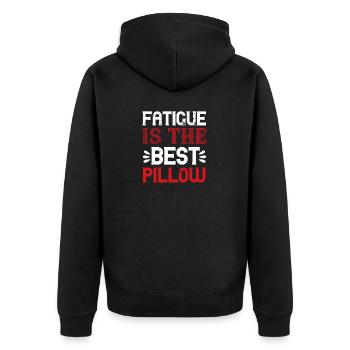 Fatigue is the best pillow 01 - Unisex Premium Organic Zip Hoodie - black - Back - Nico (187cm)