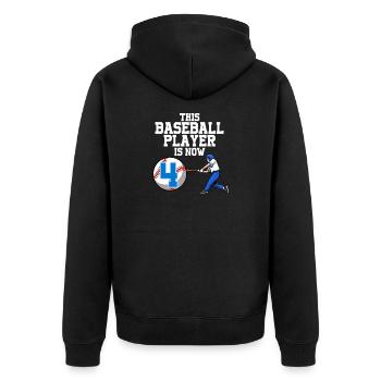 Baseball Player This Baller Is 4 Birthday Baseball - Unisex Premium Organic Zip Hoodie - black - Back - Nico (187cm)