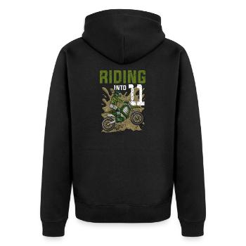 Riding Into11 Teen Dirt Bike Motocross Geburtstag - Unisex Premium Bio Zip Hoodie - Schwarz - Hinten - Nico (187cm)
