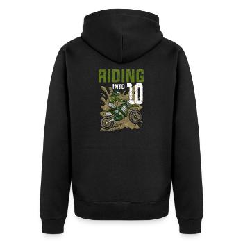 Fahren in 10 Dirt Bike Motocross Geburtstag - Unisex Premium Bio Zip Hoodie - Schwarz - Hinten - Nico (187cm)