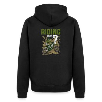 Fahren in 7 Dirt Bike Motocross Geburtstag - Unisex Premium Bio Zip Hoodie - Schwarz - Hinten - Nico (187cm)
