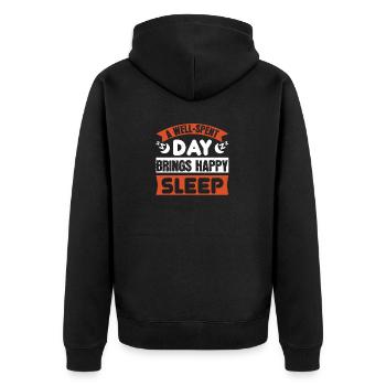A well spent day brings happy sleep 01 - Unisex Premium Organic Zip Hoodie - black - Back - Nico (187cm)