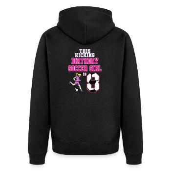Cette fille de football est 8ème anniversaire de football - Veste à capuche bio Premium Unisexe - noir - Dos - Nico (187cm)