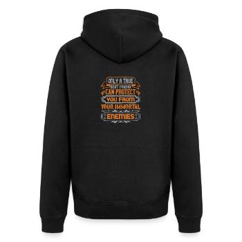 Seul un vrai meilleur ami peut vous protéger de votre - Veste à capuche bio Premium Unisexe - noir - Dos - Nico (187cm)