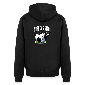 Thanksgiving Fußball Türkei und Tore - Unisex Premium Bio Zip Hoodie - Schwarz - Hinten - Nico (187cm)