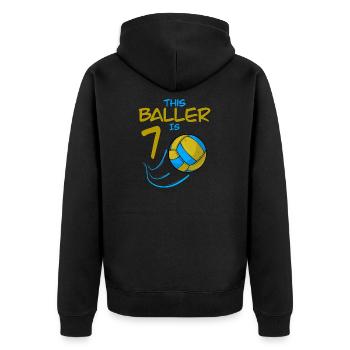 Volleyballspieler Baller ist 7 Volleyball Geburtstag - Unisex Premium Bio Zip Hoodie - Schwarz - Hinten - Nico (187cm)
