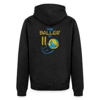 Volleyballspieler Baller ist 11 Volleyball Geburtstag - Unisex Premium Bio Zip Hoodie - Schwarz - Hinten - Nico (187cm)