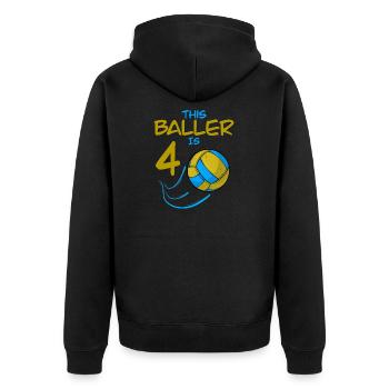 Volleyballspieler Baller ist 4 Volleyball Geburtstag - Unisex Premium Bio Zip Hoodie - Schwarz - Hinten - Nico (187cm)