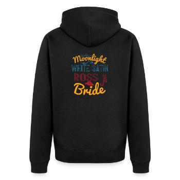Moonlight, white satin, ross, a bride - Unisex Premium Organic Zip Hoodie - black - Back - Nico (187cm)