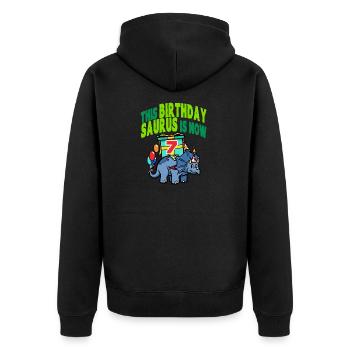 This Birthday Saurus Is Now 7 Dinosaur - Unisex Premium Organic Zip Hoodie - black - Back - Nico (187cm)