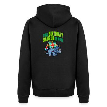 This Birthday Saurus Is Now 4 Dinosaur - Unisex Premium Organic Zip Hoodie - black - Back - Nico (187cm)